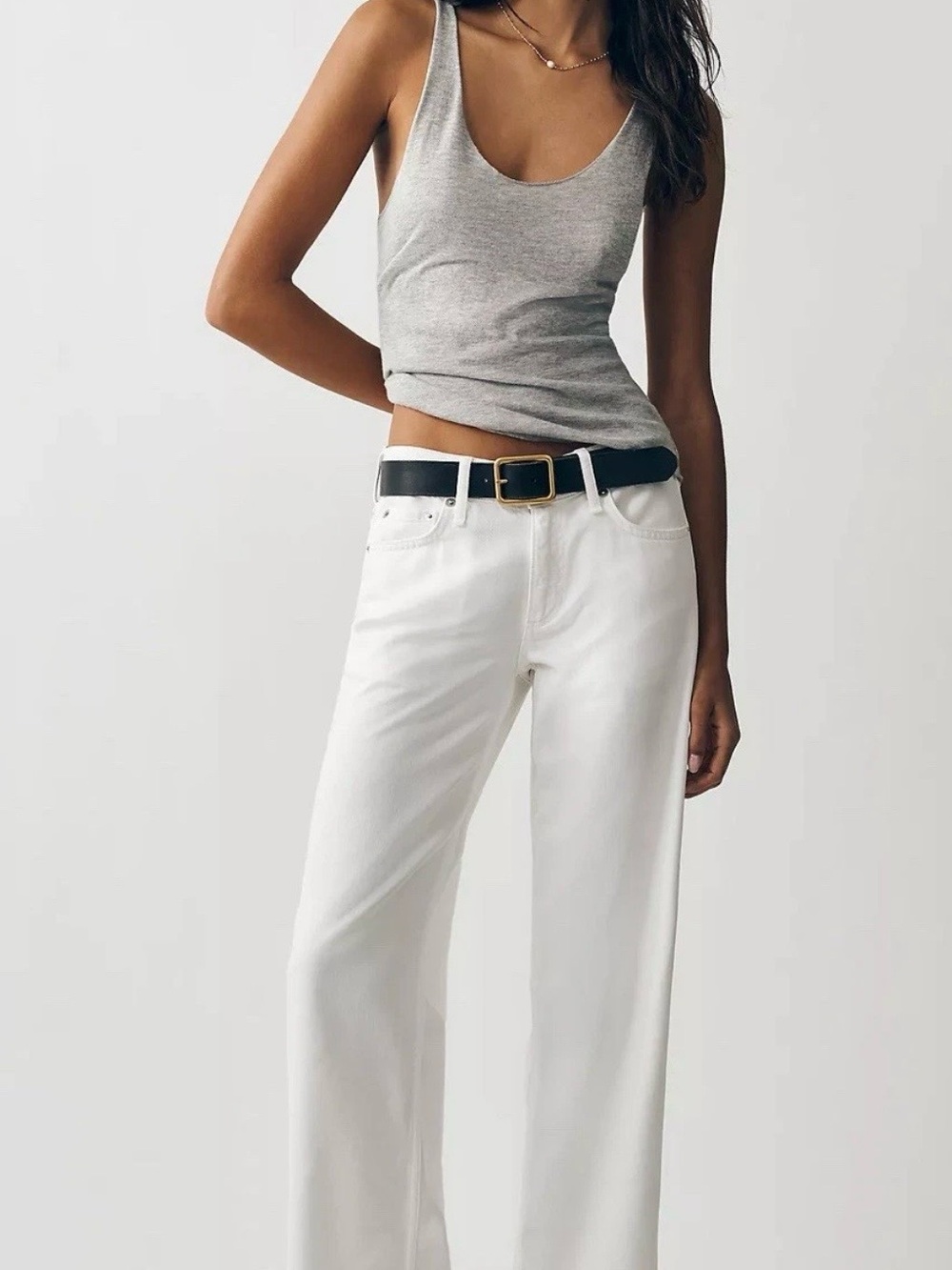 rag & bone NY Saige Low-Rise Wide Leg Jeans, White,  Women Size - 27